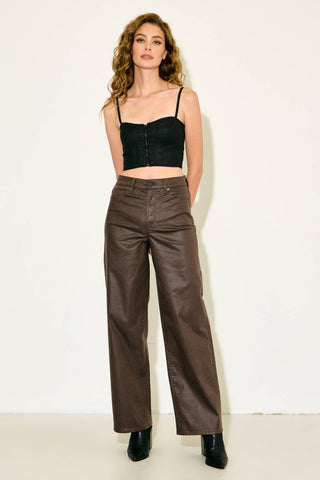 Hollis Brown Coated High Rise Dad Jeans - Blue Blossom Boutique