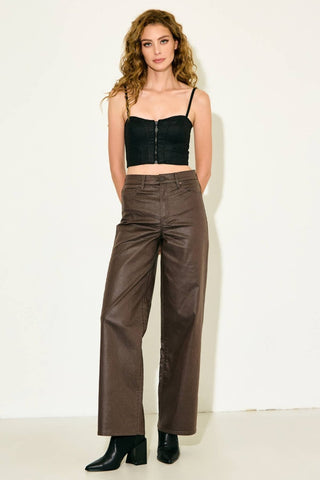 Hollis Brown Coated High Rise Dad Jeans - Blue Blossom Boutique