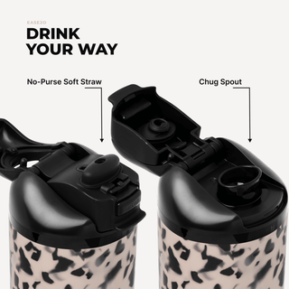 HydroJug Ease2o 32 oz water bottle in cream, black and cognac blonde tortoiseshell, view 5