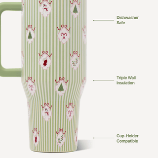 HydroJug 32 oz Traveler tumbler in festive Deck the Halls holiday design, view 3