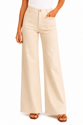 Josie ecru wide leg jeans, view 5