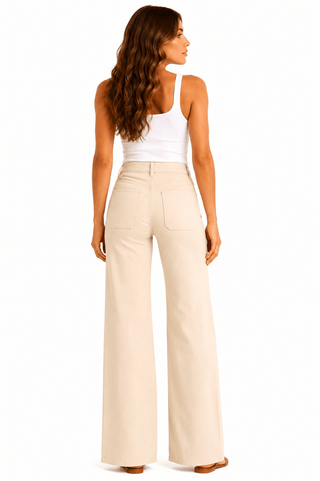 Josie ecru wide leg jeans, view 3