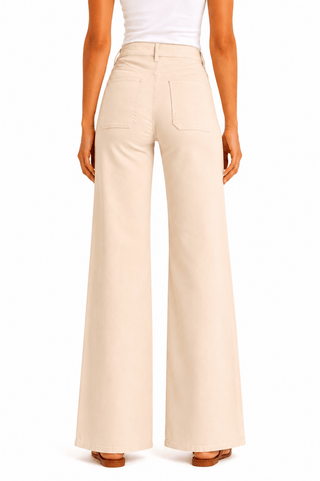 Josie ecru wide leg jeans, view 7