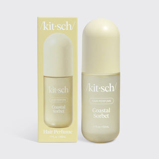 Kitsch hair perfume with orange zest and creamy coconut fragrance featuring notes of passion fruit, peach, mango, pink sugar and warm musk
