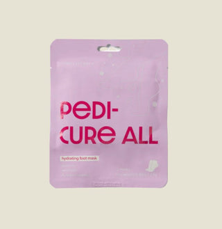Lemon Lavender Smooth It Over Pedi-Cure All Hydrating Foot Mask in pink pouch