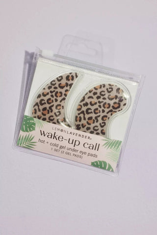 Lemon Lavender Wake-Up Call Hot + Cold Under-Eye Pads in leopard print