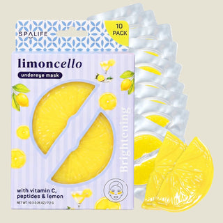 Spa Life limoncello undereye mask packaging with lemon slices on a white background