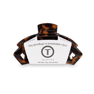 Teleties tortoise small open claw hair clip, view 2