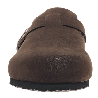 Outwoods Bria clog in brown suede with buckle
