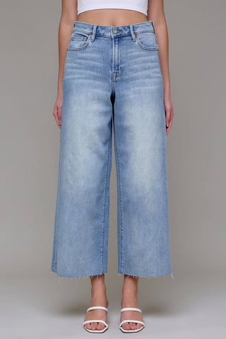 Palmer light wash cropped wide leg jeans with comfortable stretch and a relaxed modern silhouette