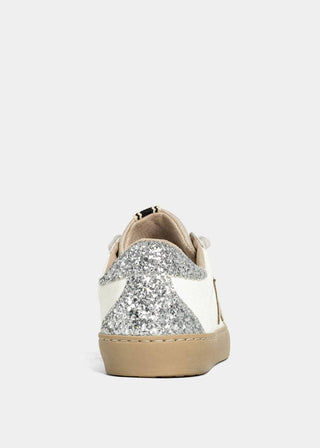 Paula Silver Grey Sparkle Lace-Up Sneakers - Blue Blossom Boutique