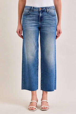 Petite medium wash mid rise dad jeans