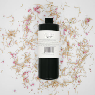 poppy mop soap with a label on a floral background
