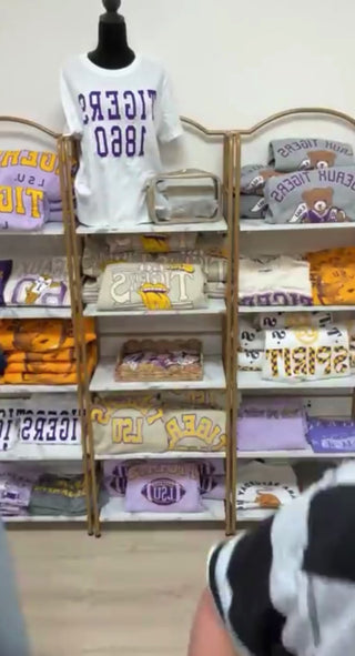 video of model showing navy top