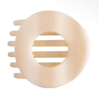TELETIES flat round hair clip in almond beige