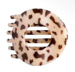 TELETIES flat round hair clip in blonde tortoise