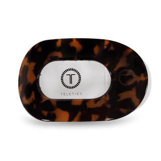 Teleties tortoise large round flat hair clip, view 2
