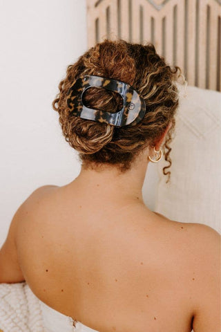 Teleties tortoise large round flat hair clip, view 4
