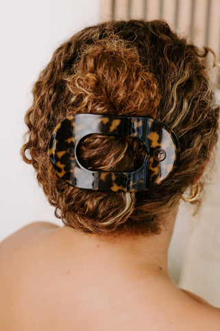 Teleties tortoise large round flat hair clip, view 5