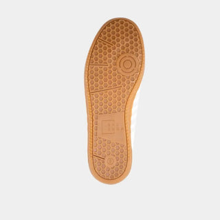 Close-up of a shoe sole with star-patterned tread on a white background