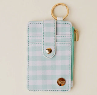 Sweet Essentials Keychain Wallet in plaid with gold hardware