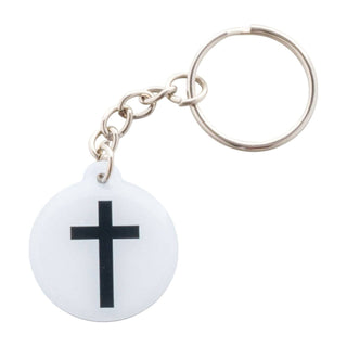 Keychain with a black cross on a white background