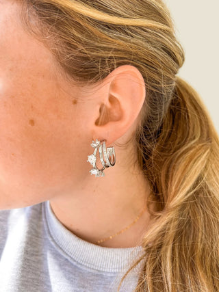 Juliana Hoops in silver with stones, worn by model