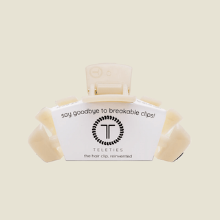 Hair clip with Teleties branding on a white background