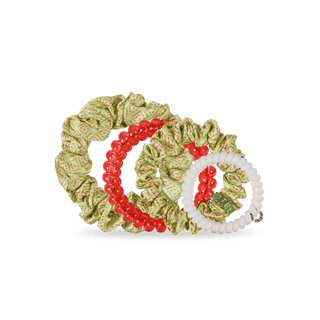 Berry Cozy Mix Pack contents: scrunchies and spiral hair ties