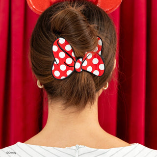 Disney TELETIES Minnie’s Bow Large Flat Hair Clip with low-profile design for thick and long hair in models hair