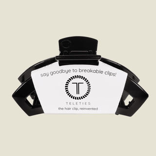 TELETIES Large Open Hair Clip in Jet Black for thick and long hair