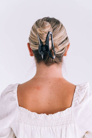 TELETIES Large Open Hair Clip in Jet Black for thick and long hair