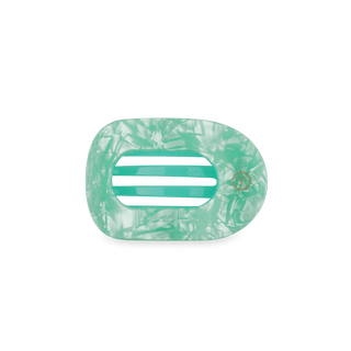 TELETIES Spring Splash Small Flat Round Hair Clip in green with a comfortable low-profile design and bendable teeth