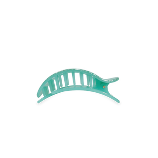 TELETIES Spring Splash Small Flat Round Hair Clip in green with a comfortable low-profile design and bendable teeth