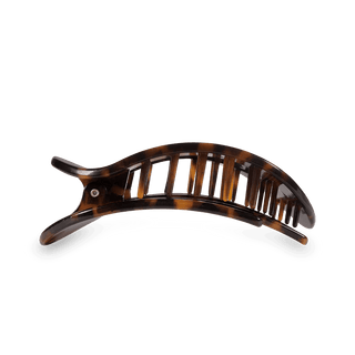 TELETIES Medium Flat Round Hair Clip in Tortoise – comfortable flat-back hair clip for women