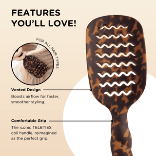 Teleties tortoise full size vented hair brush, view 3