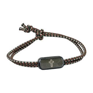 Bracelet with a knot and cross charm on a white background