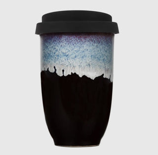 The Wander Sip Mug 12oz in black-to-blue gradient
