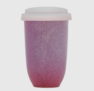 The Wander Sip Mug 12oz in speckled pink and purple
