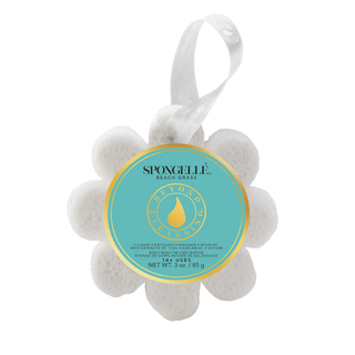 Spongelle Beach Grass bath bomb with a label on a white background
